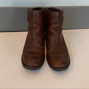 Born Brown Leather Zip Up Booties Size 9M